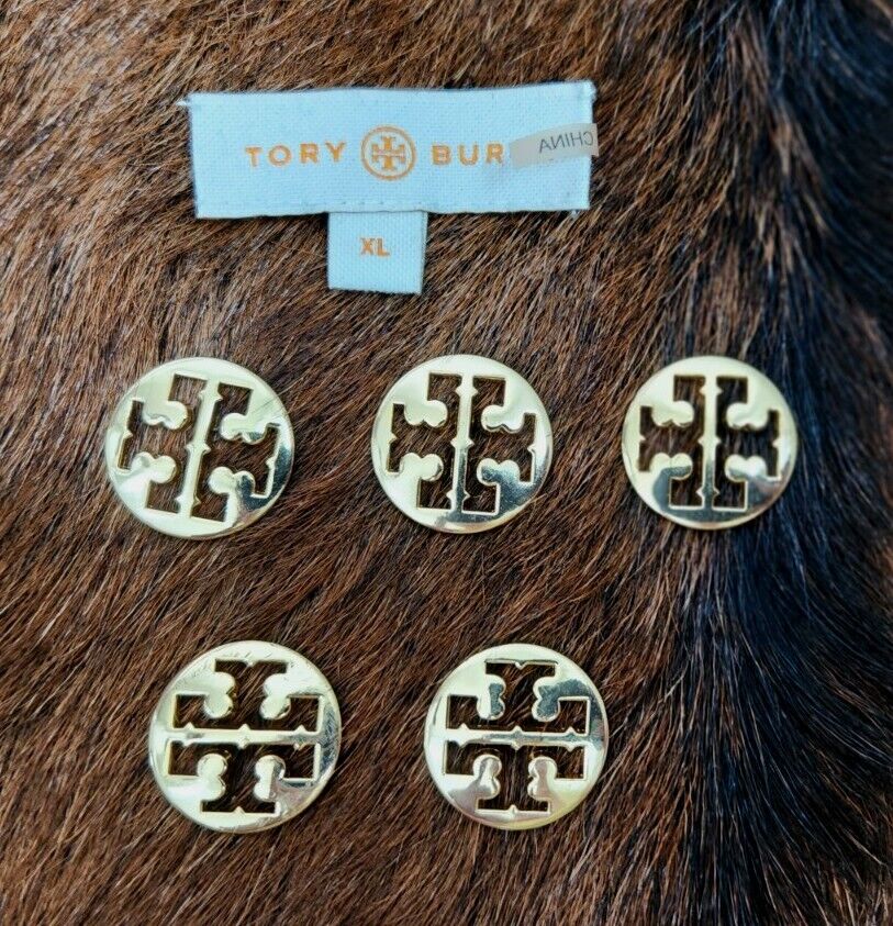 Tory Burch Gold Tone Replacement Double T Logo Lot Of 5 Buttons 1\
