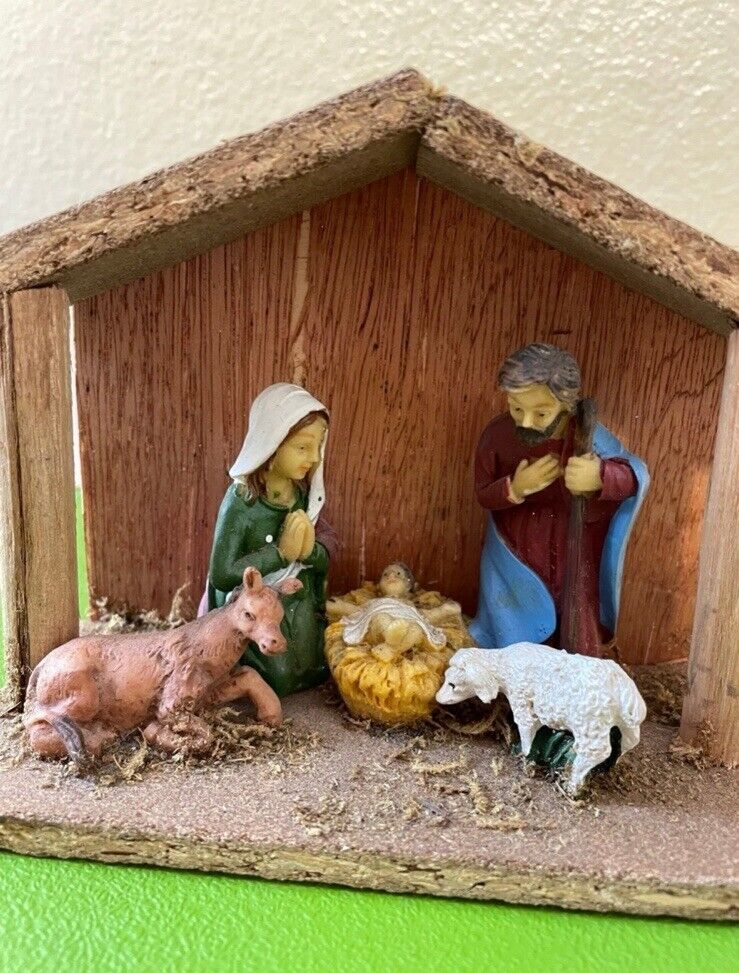 VTG 1pc NATIVITY SET Baby Jesus Mary Joseph Small Christmas Decor Lamb Donkey