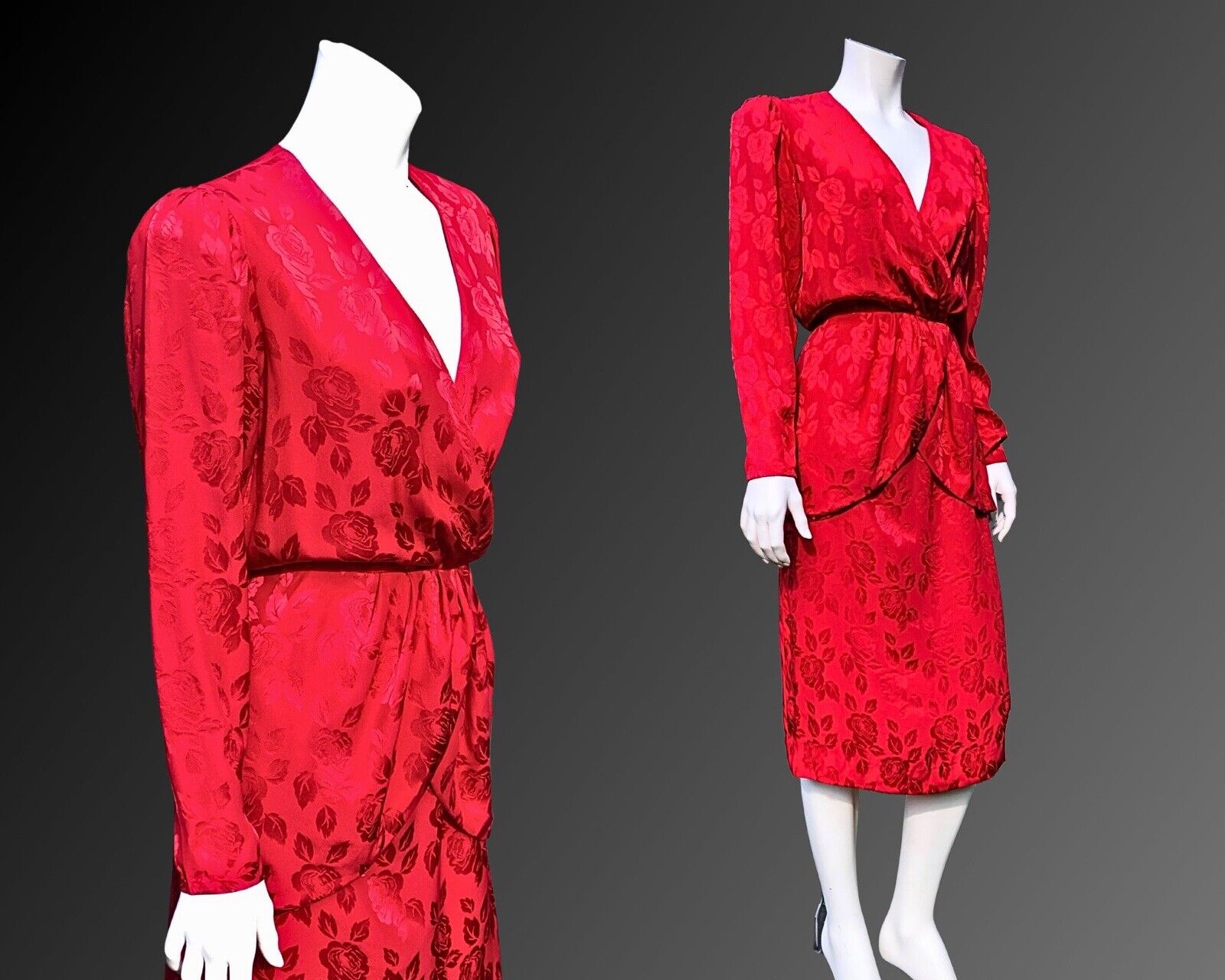 Vintage Oscar de la Renta 80s Red dress Size 10