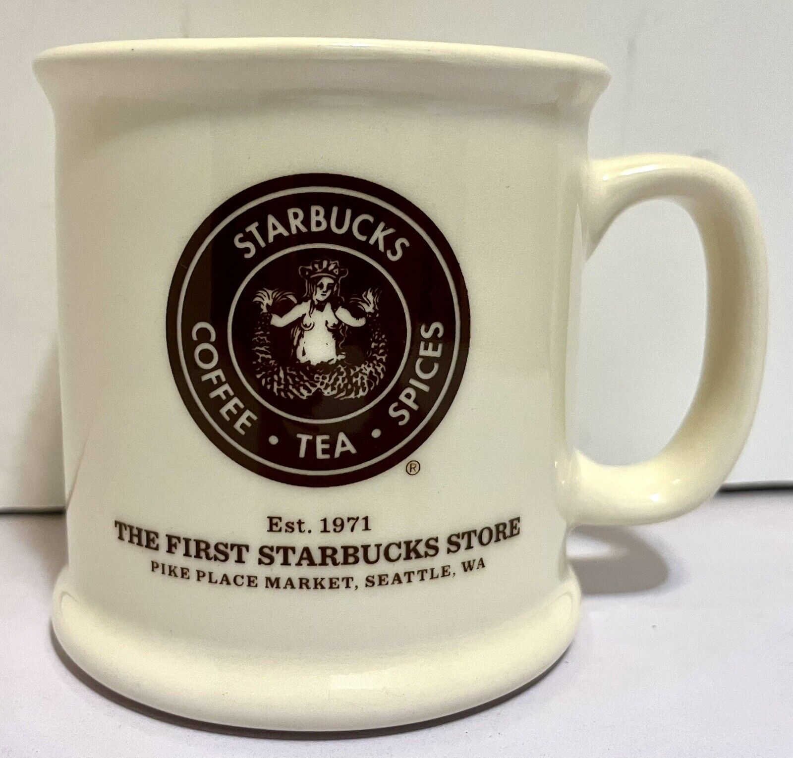 Vintage THE FIRST STARBUCKS STORE Siren Split Tail Coffee Mug Made In USA RARE