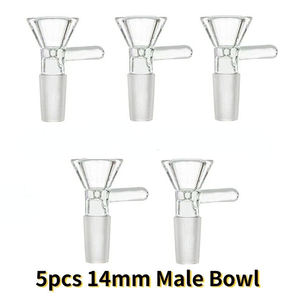 5pcs/set Clear 14MM Male Glass Bowl for Water Pipe Hookah Bong Accessories US
