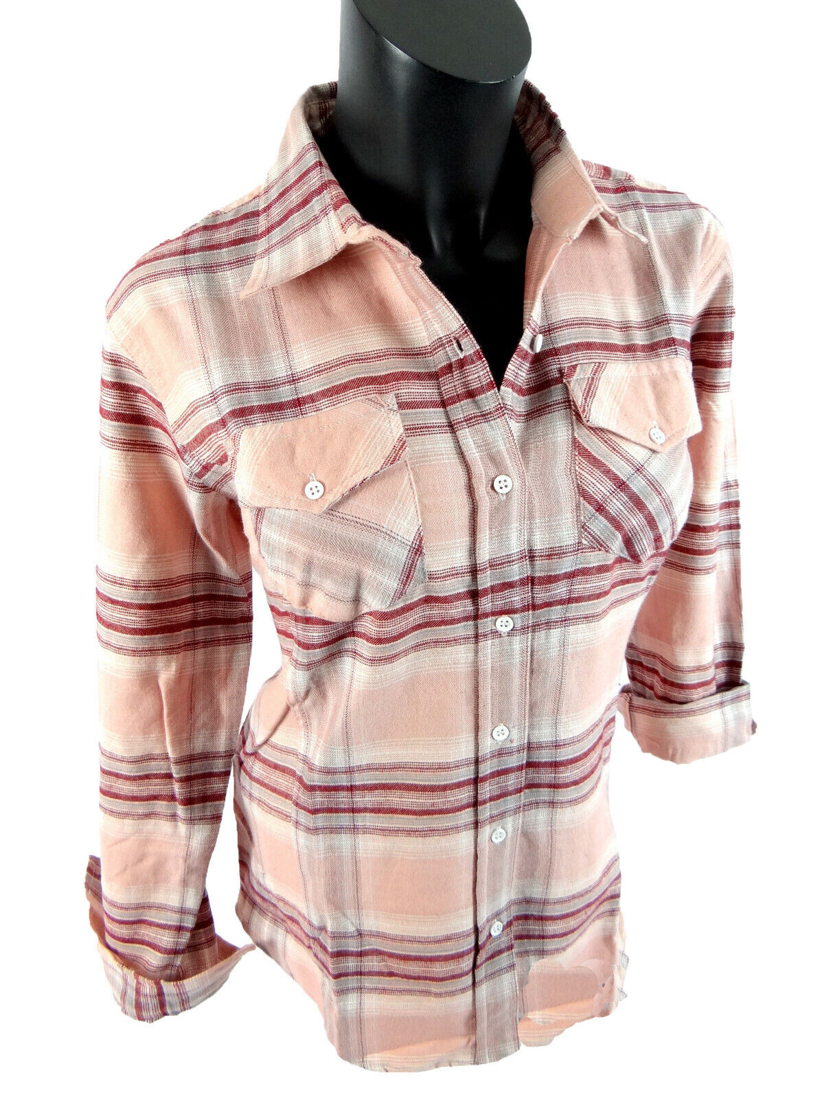 Flannel Plaid Shirt Womens Soft Pockets Pin Up Sleeves Regular and Plus Size Fit