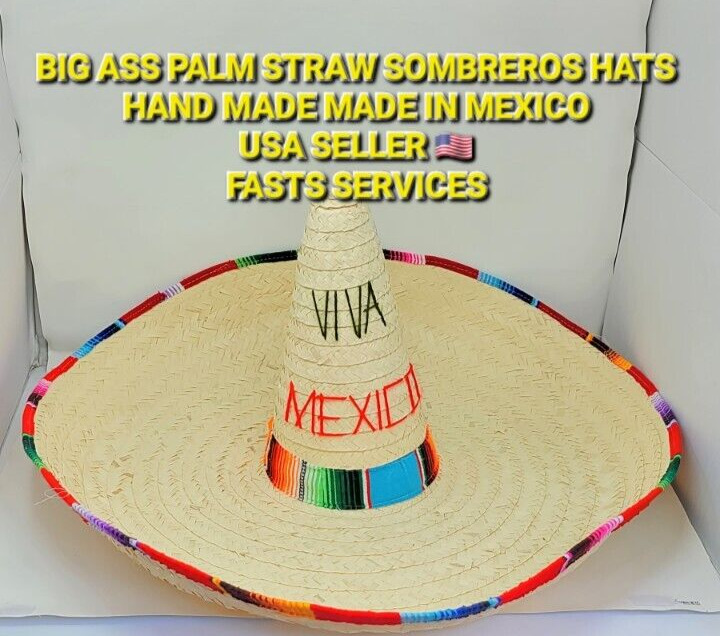 mexican extra large straw palm hat sombrero revolution