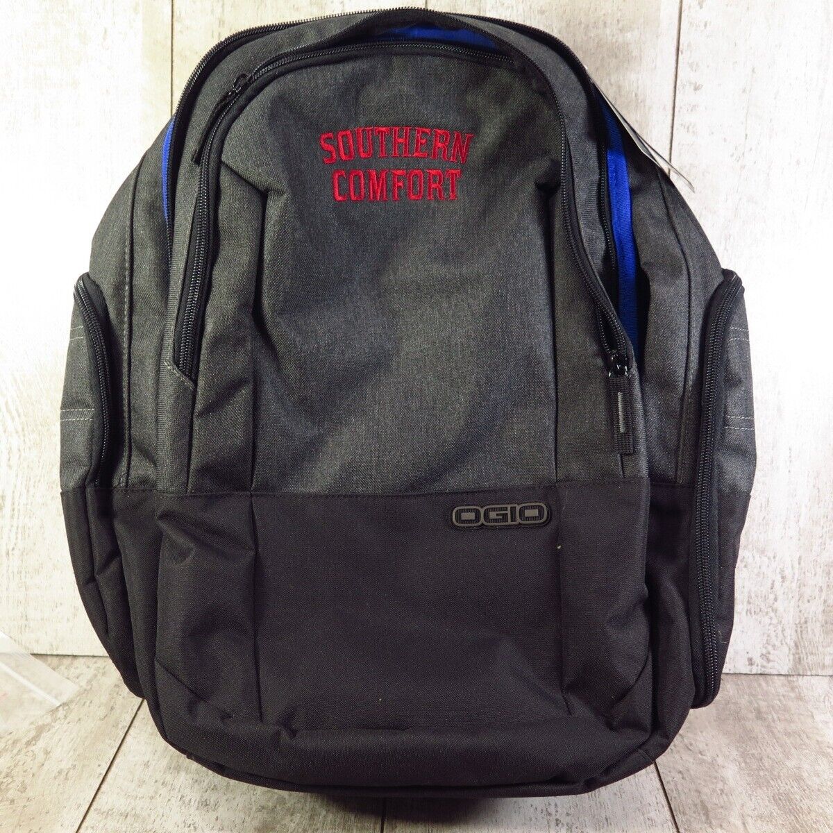 OGIO Backpack With Southern Comfort Embroidered Red Logo Black And Grey NWT