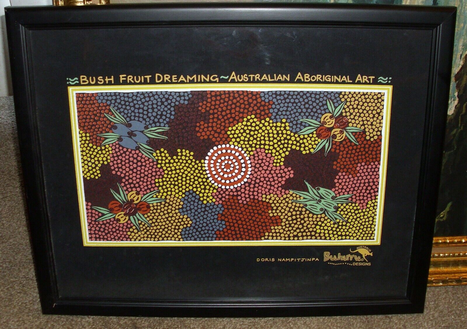 BUSH FRUIT DREAMING BY DORIS NAMPITJINPA AUSTRALIAN ABORIGINAL ART CANVAS FRAMED