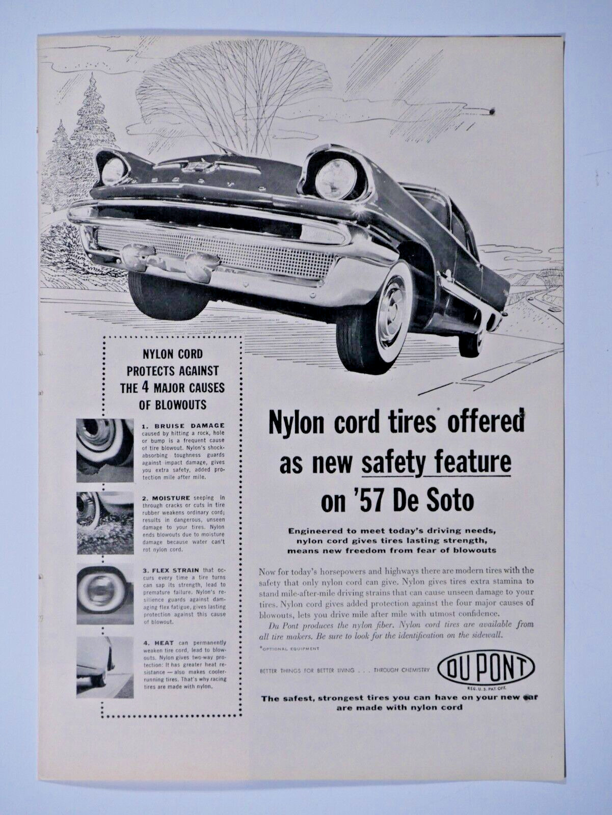 1957 De Soto HT Dupont Original Print Ad 8.5 x 11\