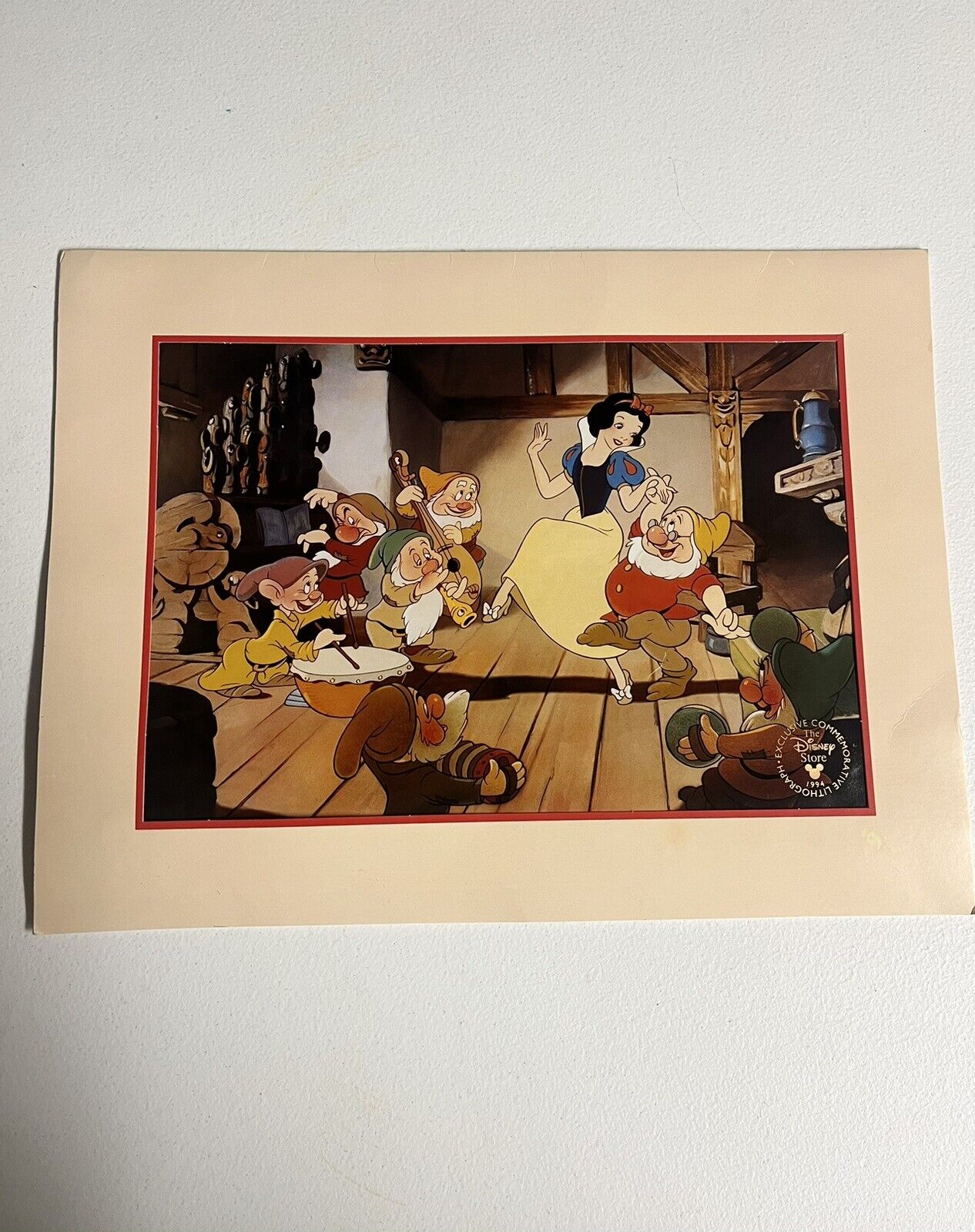 VTG Disney Snow White Seven Dwarfs 1994 Color Lithograph Doc Dancing 16\