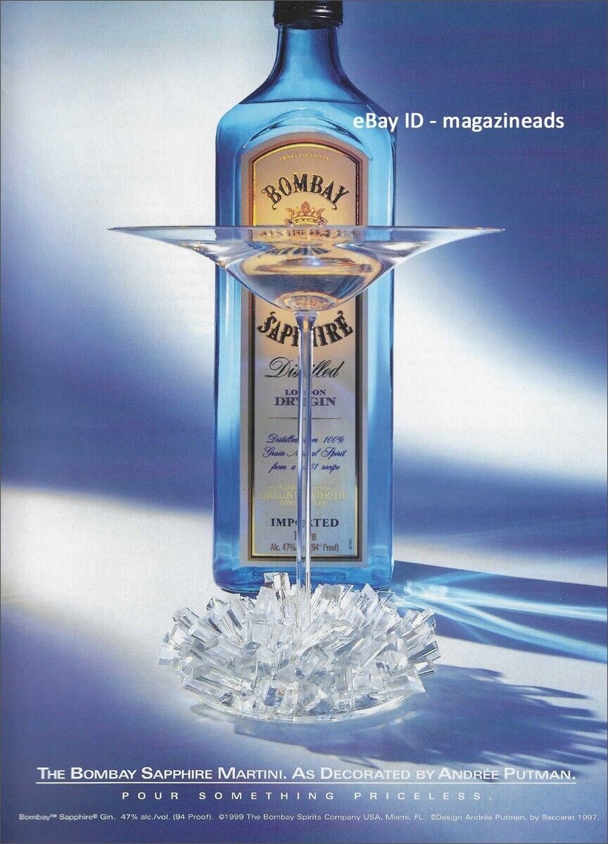 $3.00 PRINT AD - vintage BOMBAY SAPPHIRE Gin 1999 ANDREE PUTMAN design 1-Page