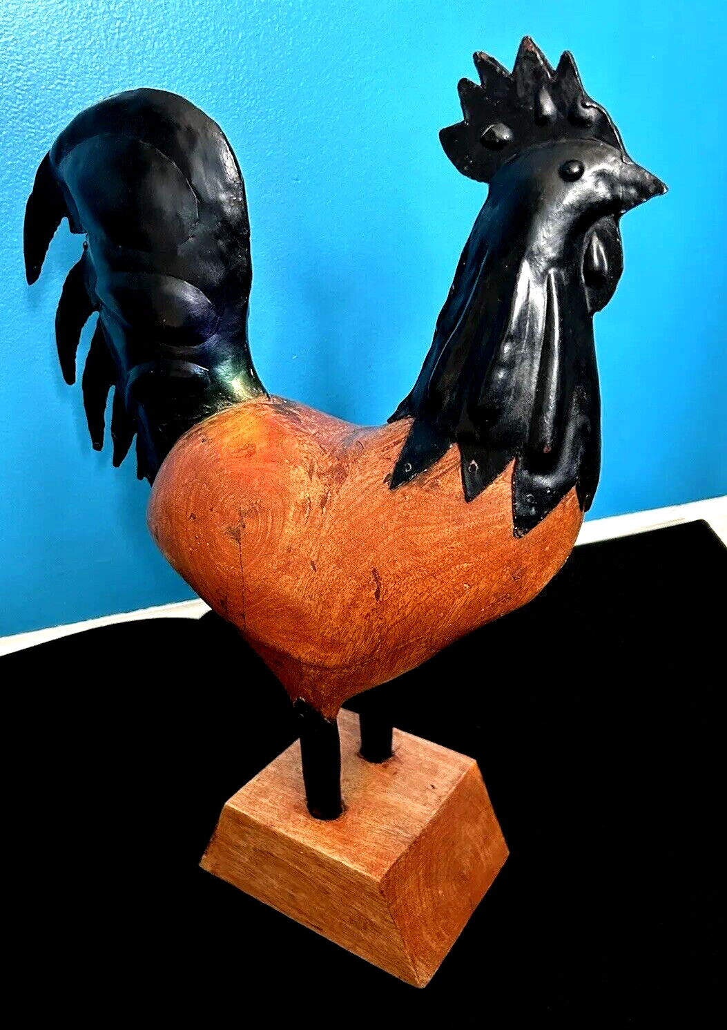 Wood Metal Rooster Chicken Vintage 18” Tall