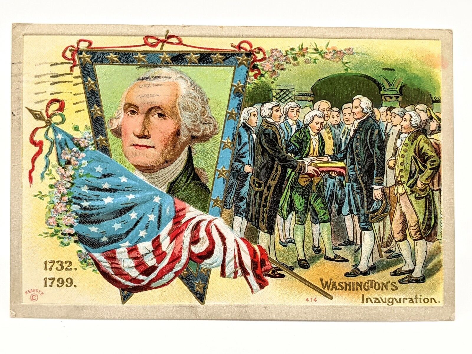 Antique Victorian Patriotic Postcard Patriotic George Washington Inauguration