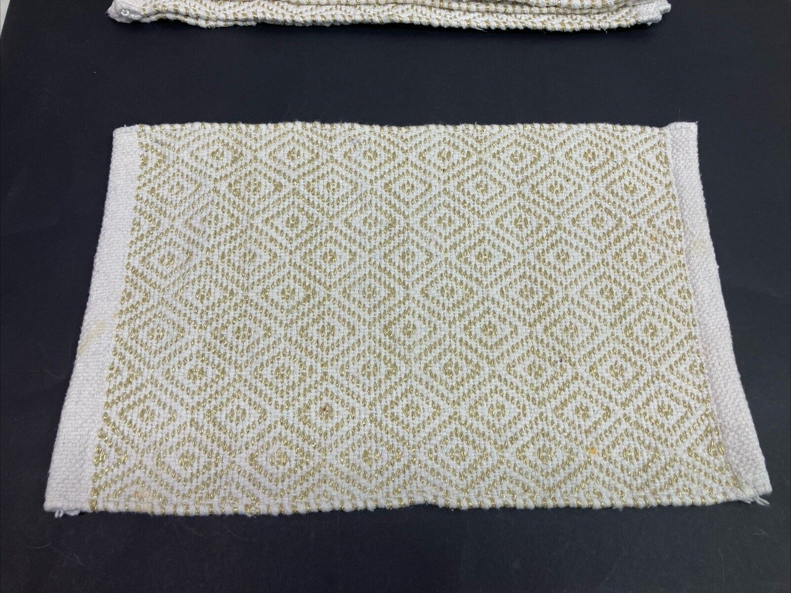 Max Studio Home 4 Holiday Gold White Chic Diamond Pattern Placemats 18” x 13”