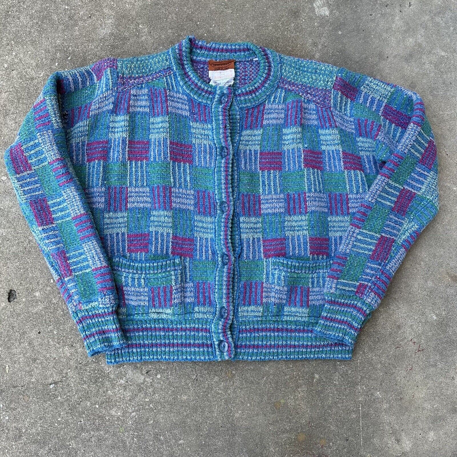 Vintage Missoni For Bonwit Teller Knit Cardigan Sweater 1980s Made In Italy Wool