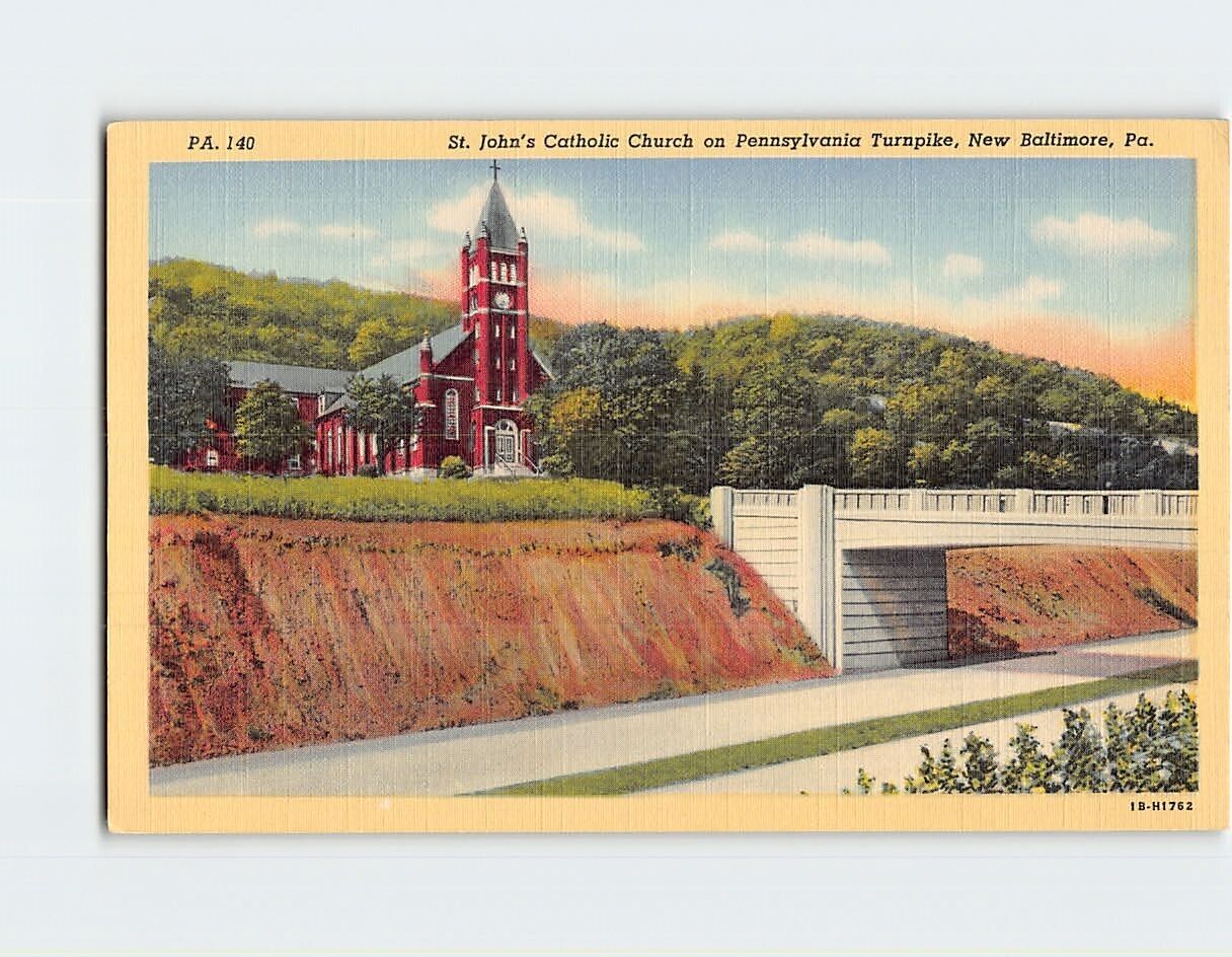 Postcard St. John's Catholic Church Pennsylvania Turnpike New Baltimore PA USA