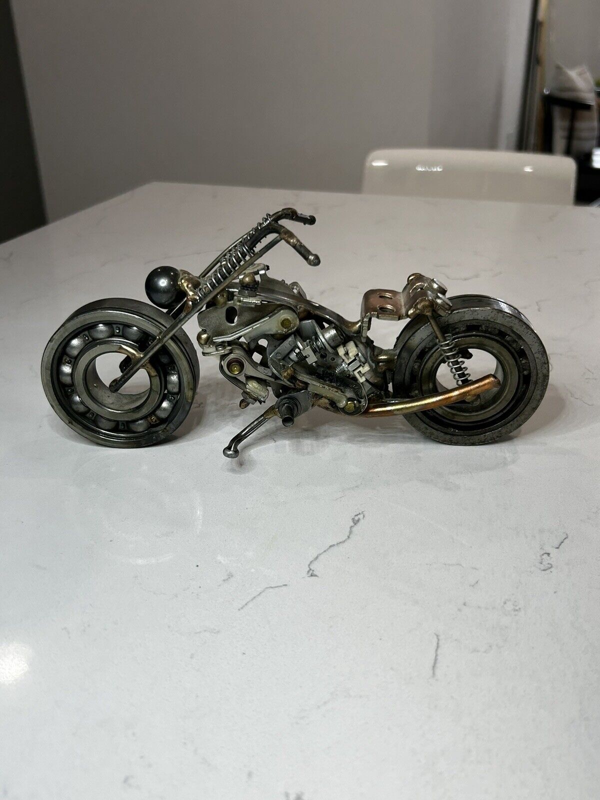 Motorcycle Metal Artwork Collector Piece Chopper Made Of Parts Heavy
