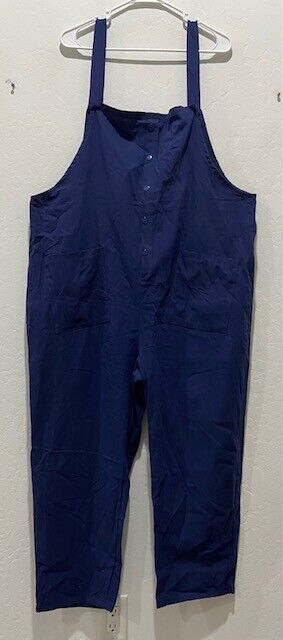 NWOT Women\'s Dark Blue Flax/Cotton Overalls Pants Size 2XL Pockets Front & Back