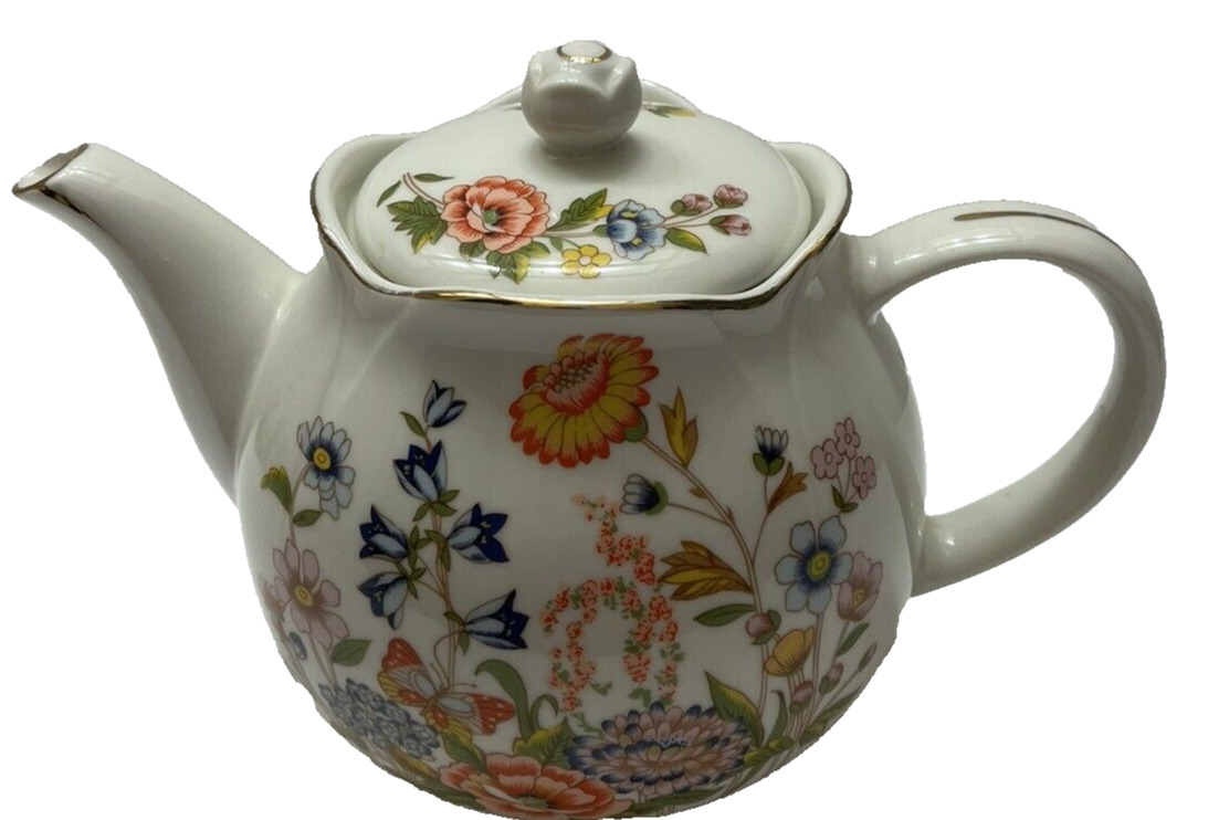 1989 Vintage Robinson Design Group Spring Floral Flowers Teapot Japan Elegant