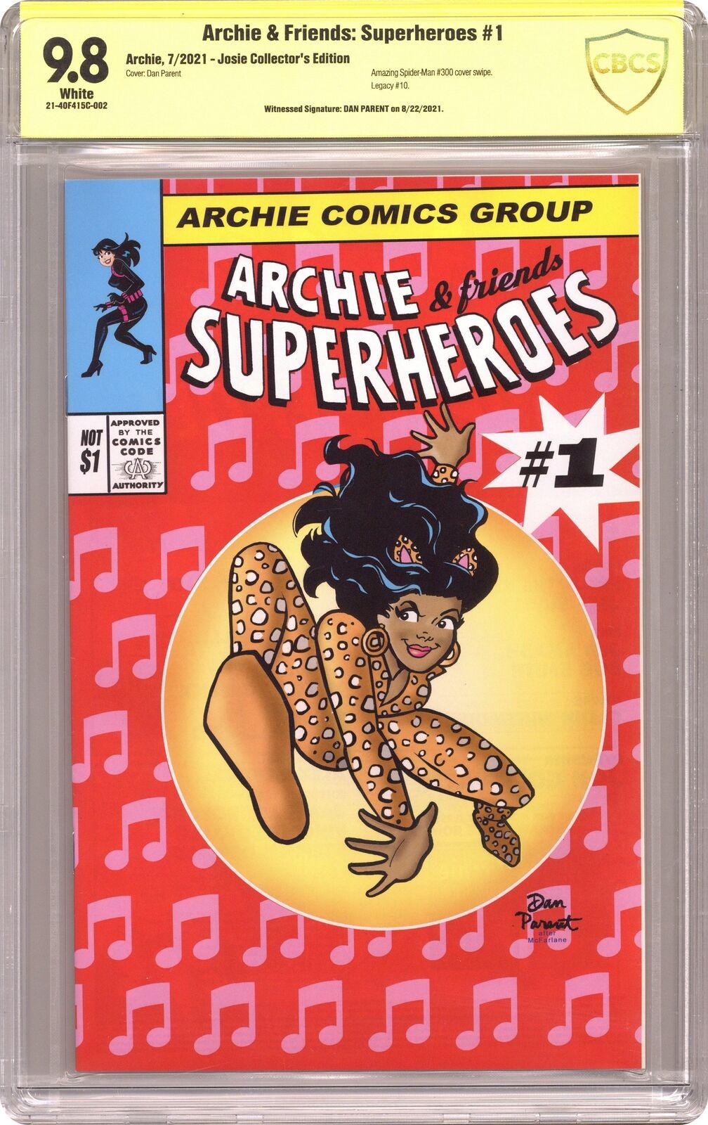 Archie and Friends Superheroes #1 Parent Collector\'s Ed. Josie CBCS 9.8 2021