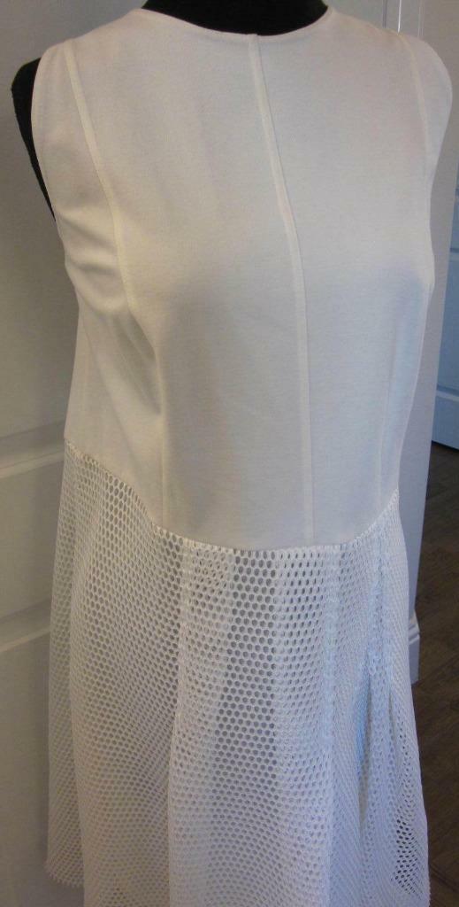 NEW AKRIS PUNTO White Mesh Overlay Keyhole Back Sheath Dress Sz 16 Rt $1,290 NWT