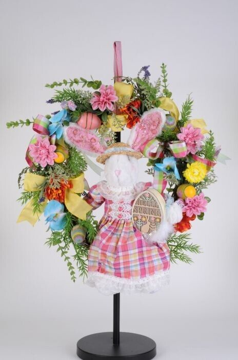 Karen Didion Easter Bunny Collection The Lighted Hello Spring Bunny Wreath