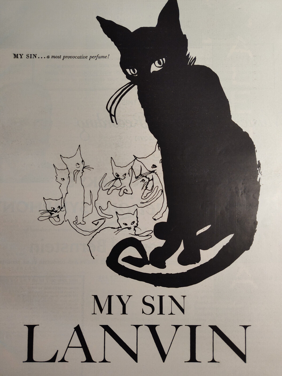 1956 Esquire Original Art Ad Advertisement My Sin LANVIN Perfume