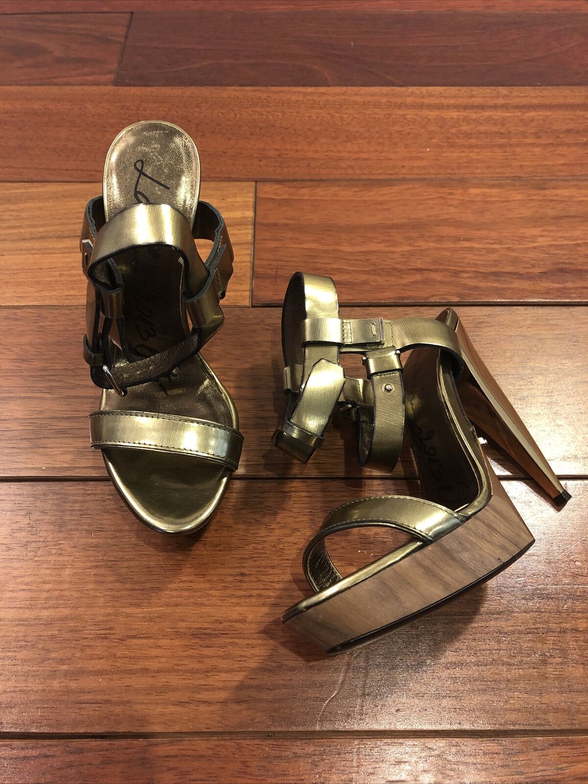 Lanvin Gold Leather Open Toe Platform Sandals Size 36