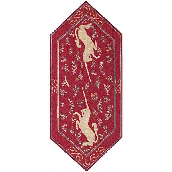 Licorne French Medieval Unicorn Tapestry Table Runner- Decor (New) 14x34 inch