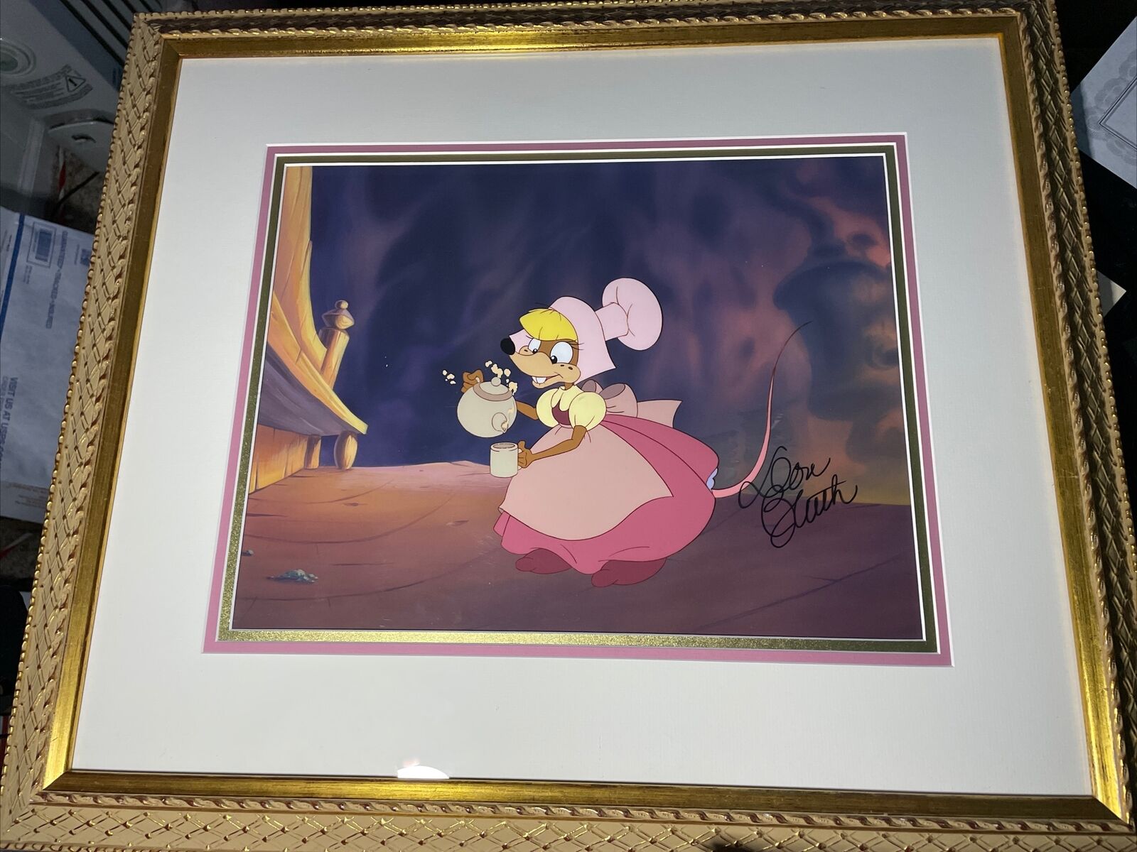 Thumbelina Animation Cel + Background 1994 Production Art Don Bluth Autograph X1