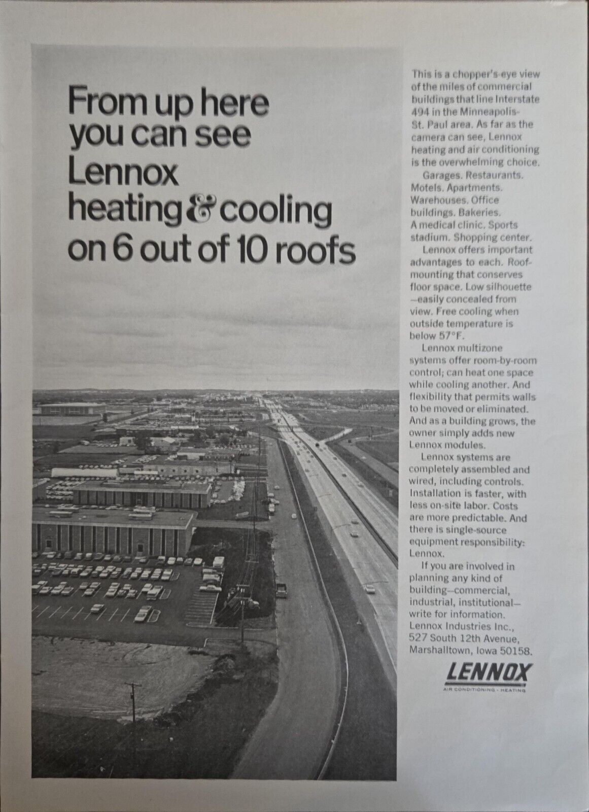 1969 Vintage Print Ad St. Paul Minnesota Heating & Air Conditioning Lennox 