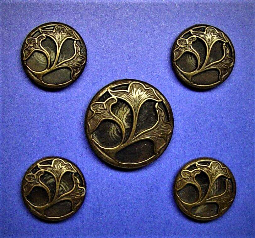 COLDWATER CREEK replacement buttons 5 dark bronze on horn effect base buttons