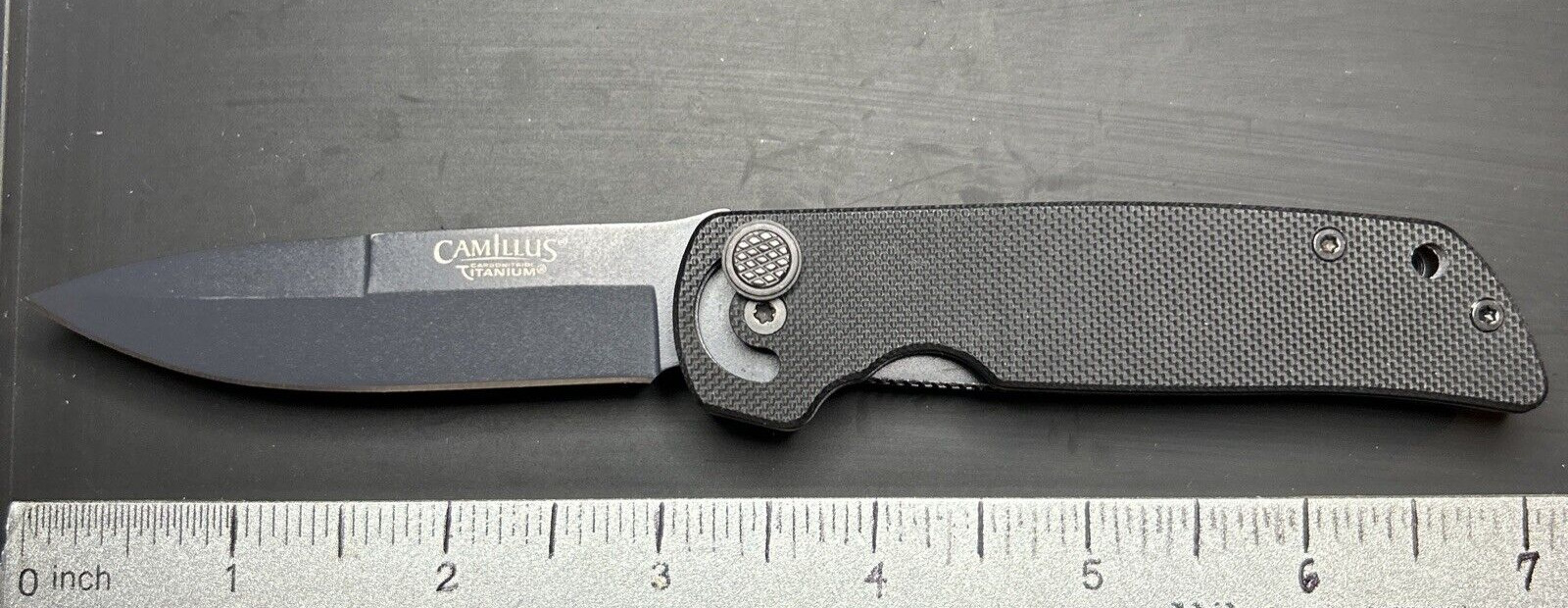 Camillus Titanium Knife Cuda Tactical Liner Lock Black G10 Handles AUS 8 Blade