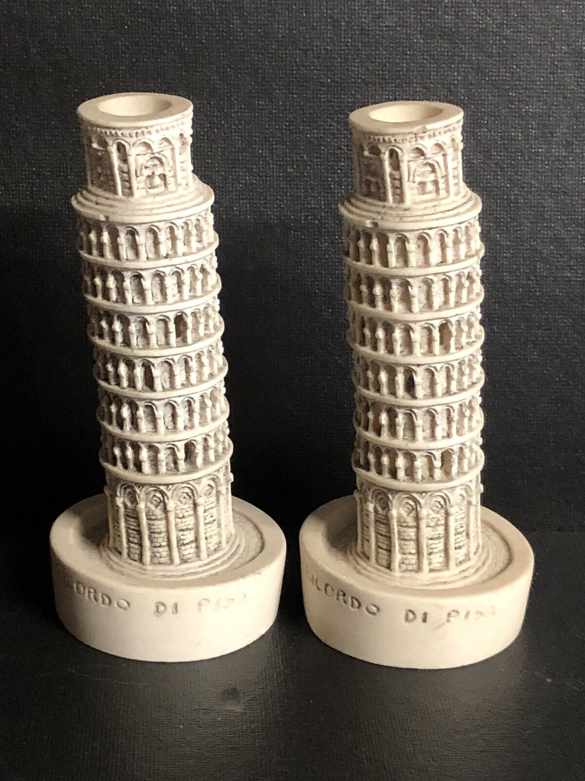 Vintage Italy Souvenir Leaning Tower Of Pisa Candle Holders Recordo DI Pisa 6” H