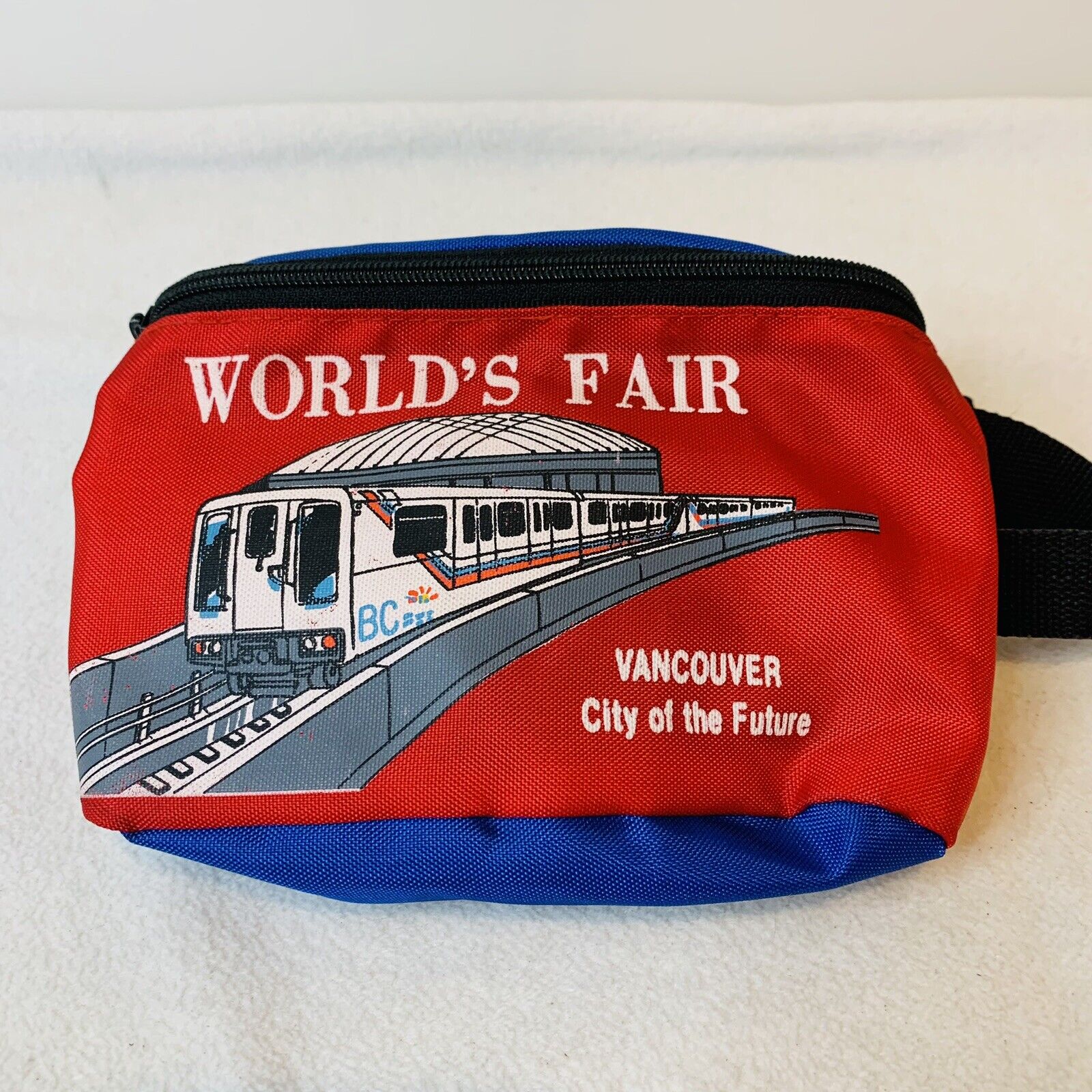 Vintage World’s Fair Vancouver Fanny Waist Pack Bag Expo 86 Sky Train BC Place