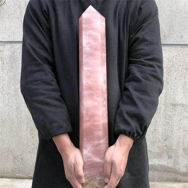 7.7kg Natural Rose Quartz obelisk quartz crystal wand point decor Reiki