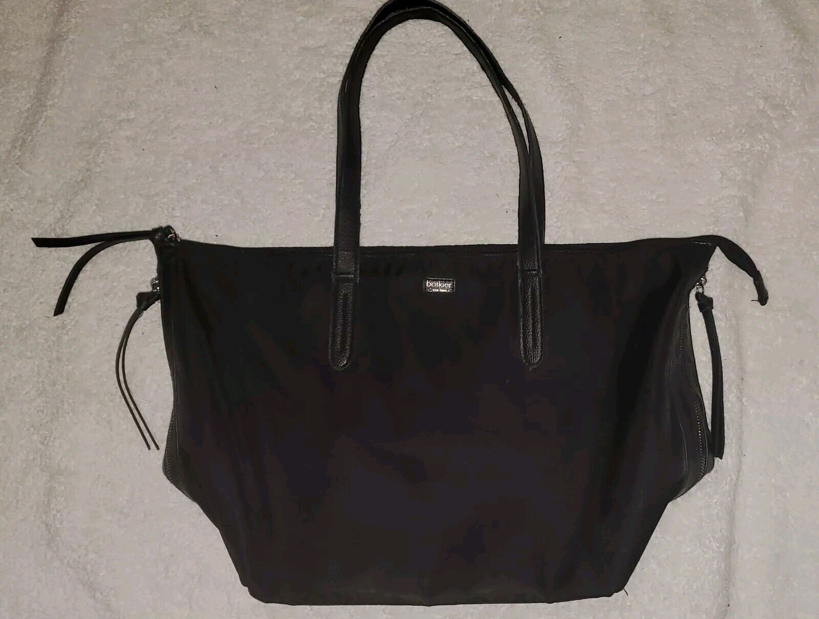 BOTKIER New York Women\'s 18” Classic Black Nylon Tote Travel Shoulder Bag Purse