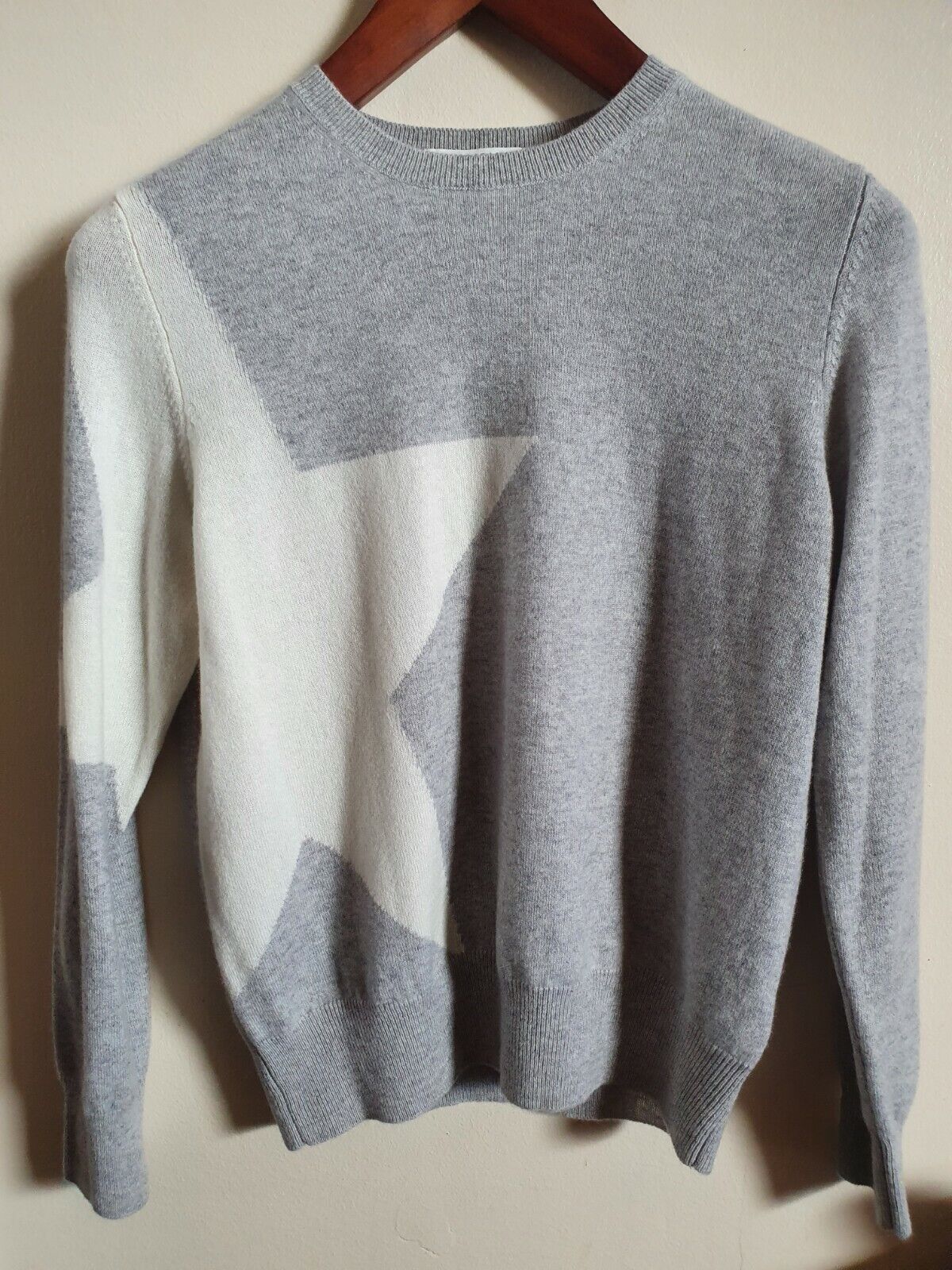 Marks and Spencer NEW Pure Cashmere Star Crew Neck Jumper size 14 Grey mix