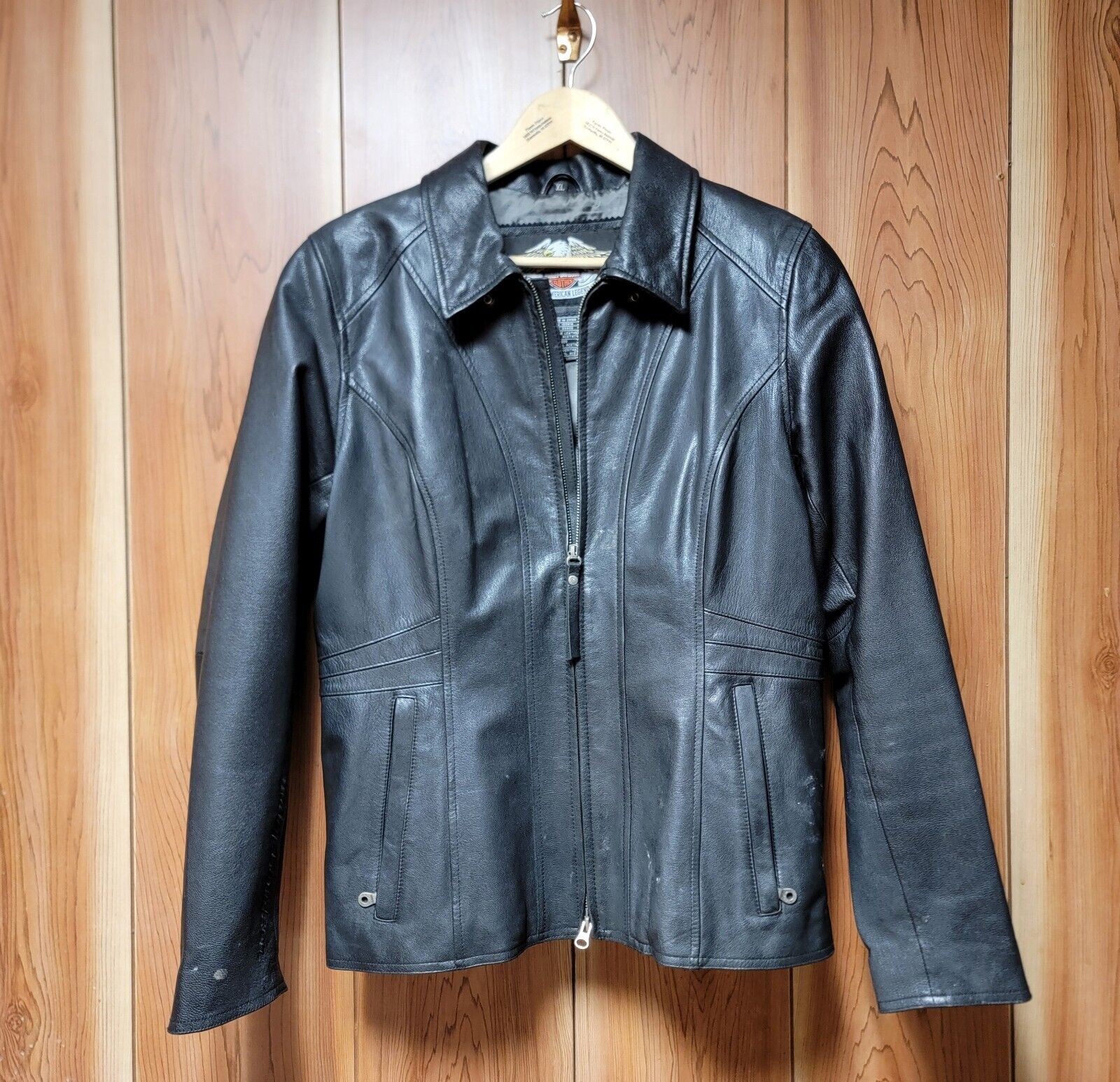 Harley-Davidson Black Leather Jacket Womens Size XL a-x