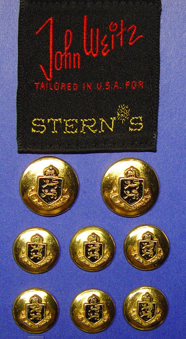 8 JOHN WEITZ Gold Tone solid metal enameled replacement buttons, good used cond.