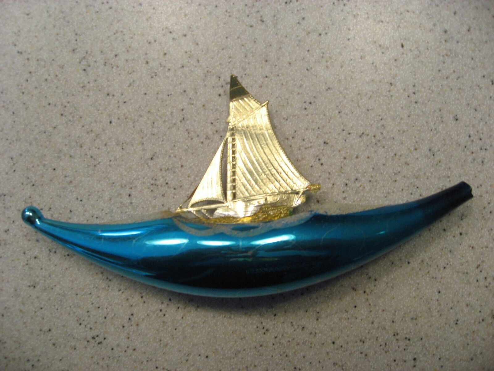 Vintage Sailing Ship Sailboat on Water Mercury Glass Christmas Ornament