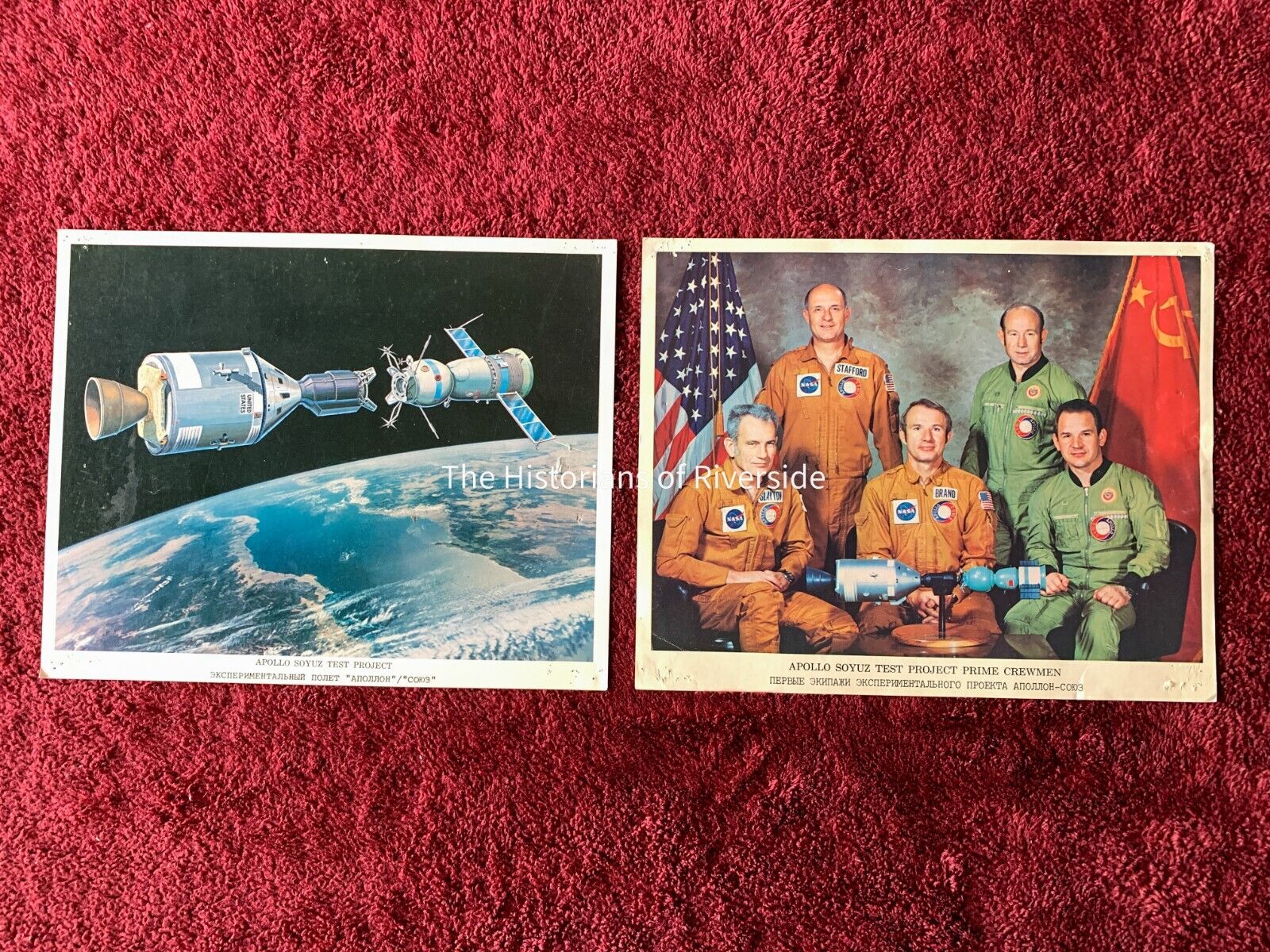 Lot of 2 NASA APOLLO SOYUZ Test Project 8x10 Color Prints vintage 
