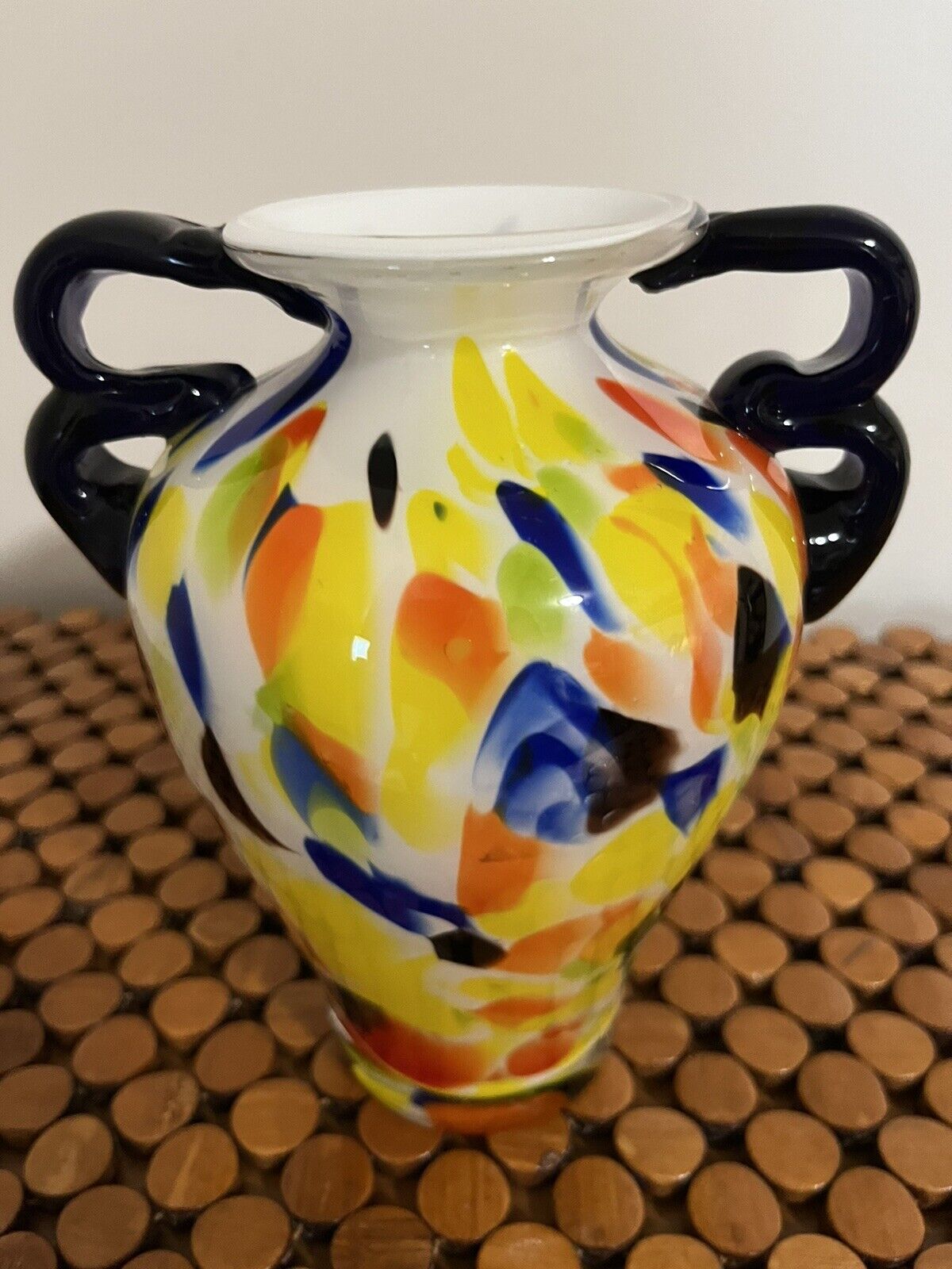 vintage  Unique art deco glass vase Multi Color