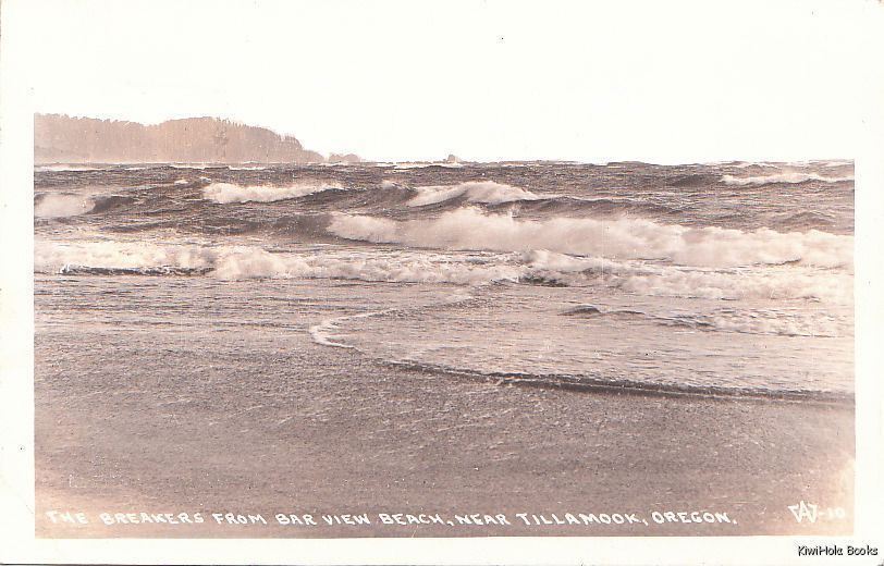  Postcard RPPC Breakers from Bar view Beach Tillamook OR