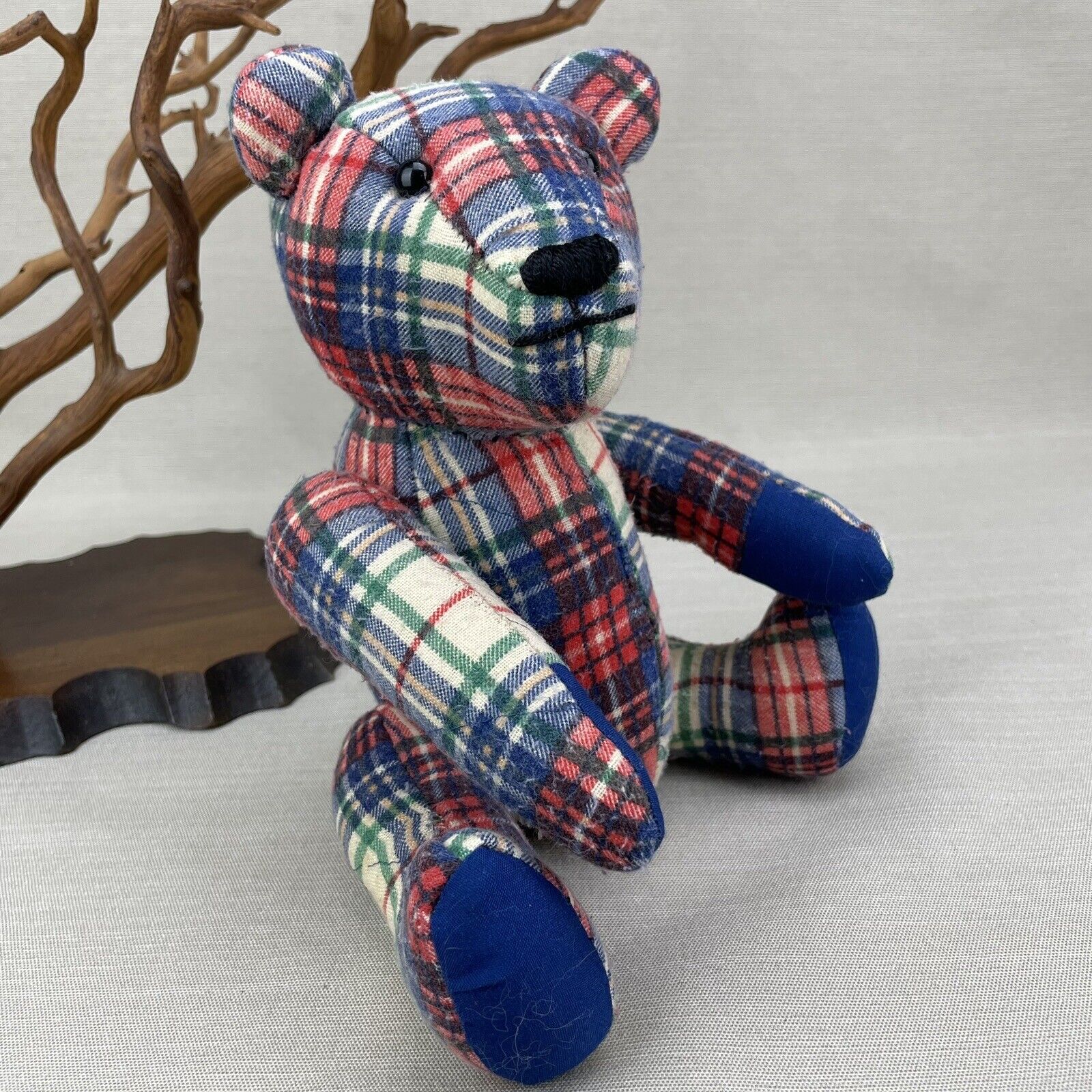 Weather Tamer~ Plaid Flannel  Stuffed Articulated Teddy Bear