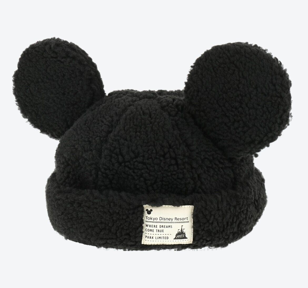 Japan Tokyo Disney Resort Ears Mickey limited Fluffy Winter Cap Hat Black