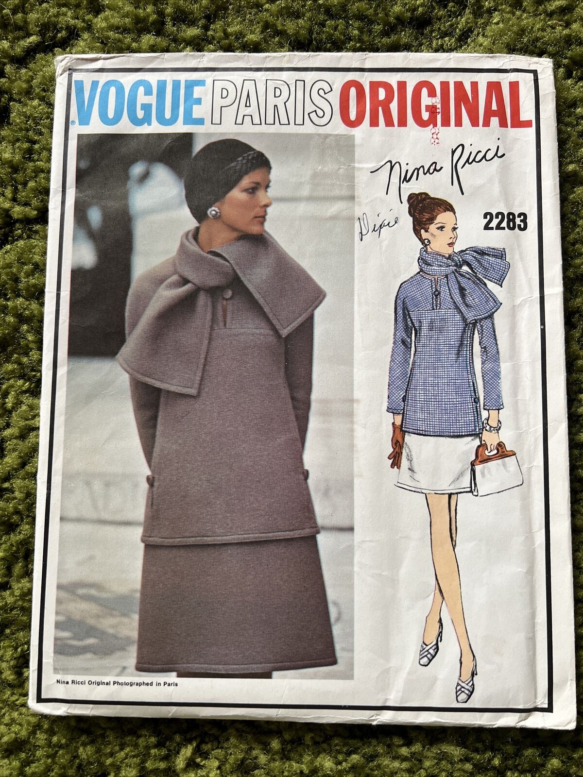 Vogue Paris Original Nina Ricci 2283 Two-Piece Dress & Scarf Size 14 Uncut