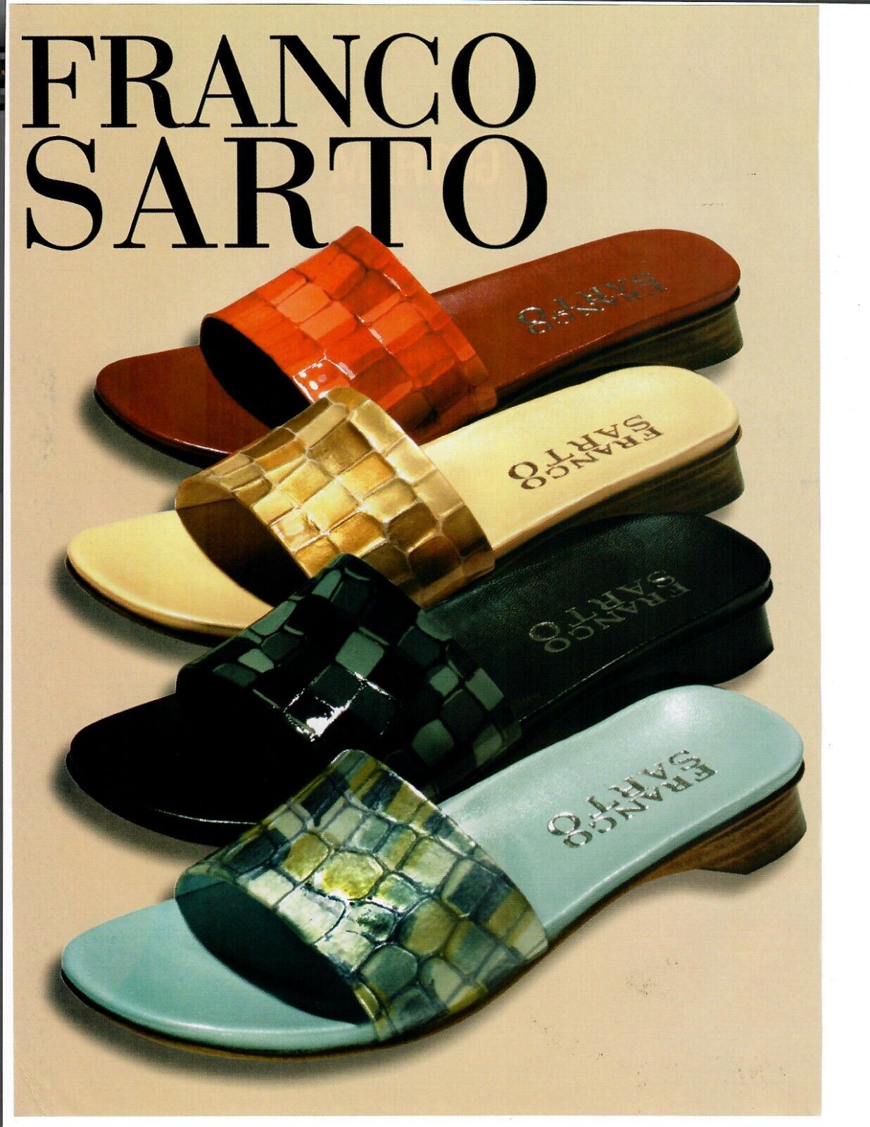 2001 Franco Sarto Original Magazine Print Ad Colorful Women\'s Sandal Shoes