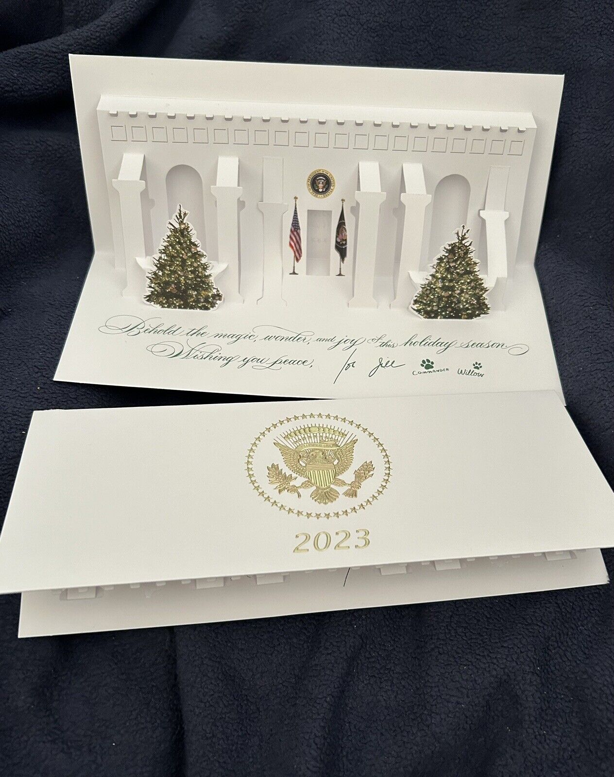 BIDEN 2023 CHRISTMAS CARD WHITE HOUSE GOLD EAGLE DEMOCRAT SIGNATURE RARE NEW