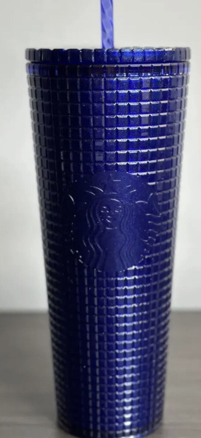 🥤NEW Starbucks 2023 US Blueberry Glitter Grid 24oz Venti Cup Tumbler AUTHENTIC