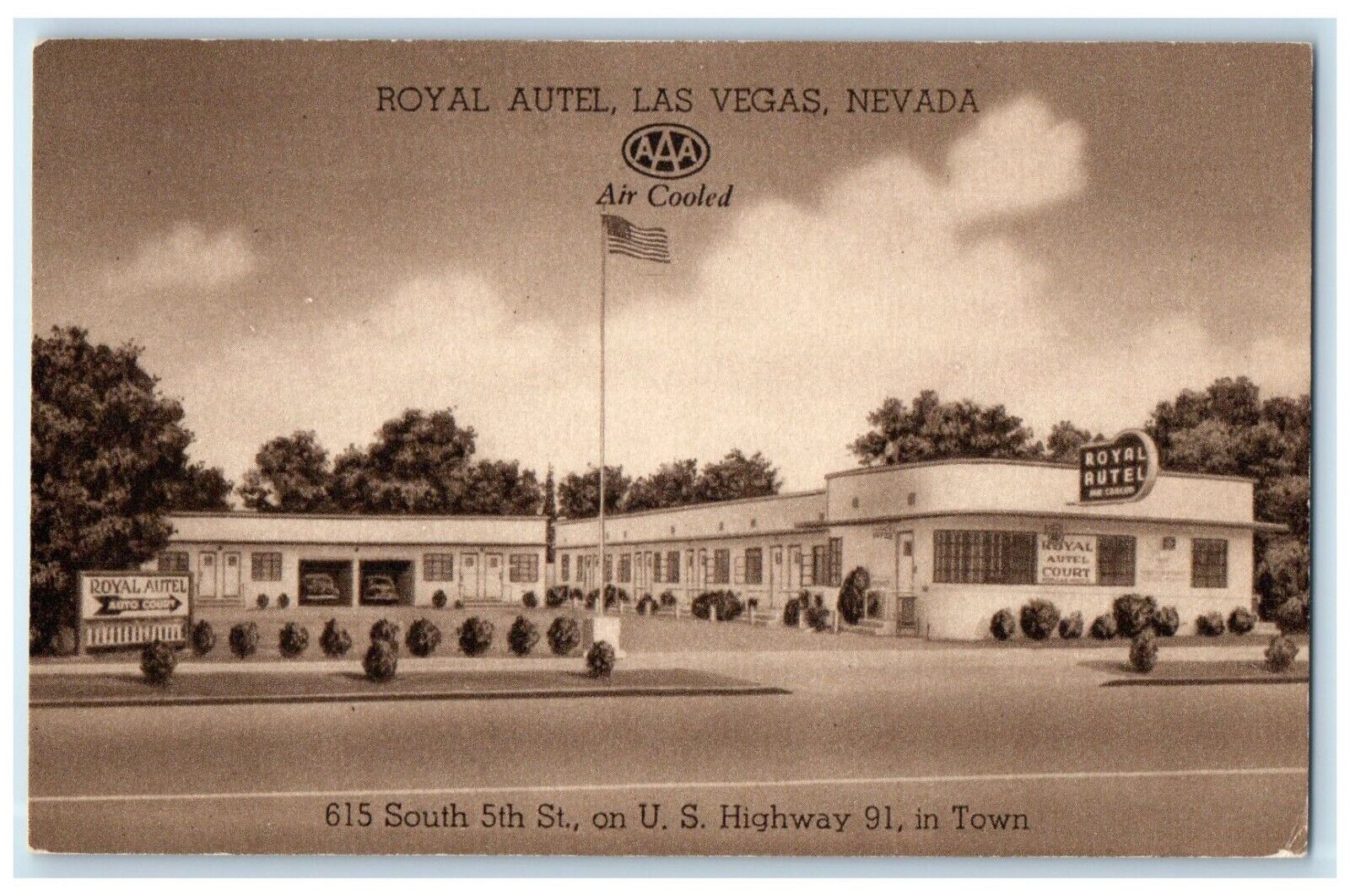 c1940 Royal Autel Exterior View Building Hotel Motel Las Vegas Nevada Postcard