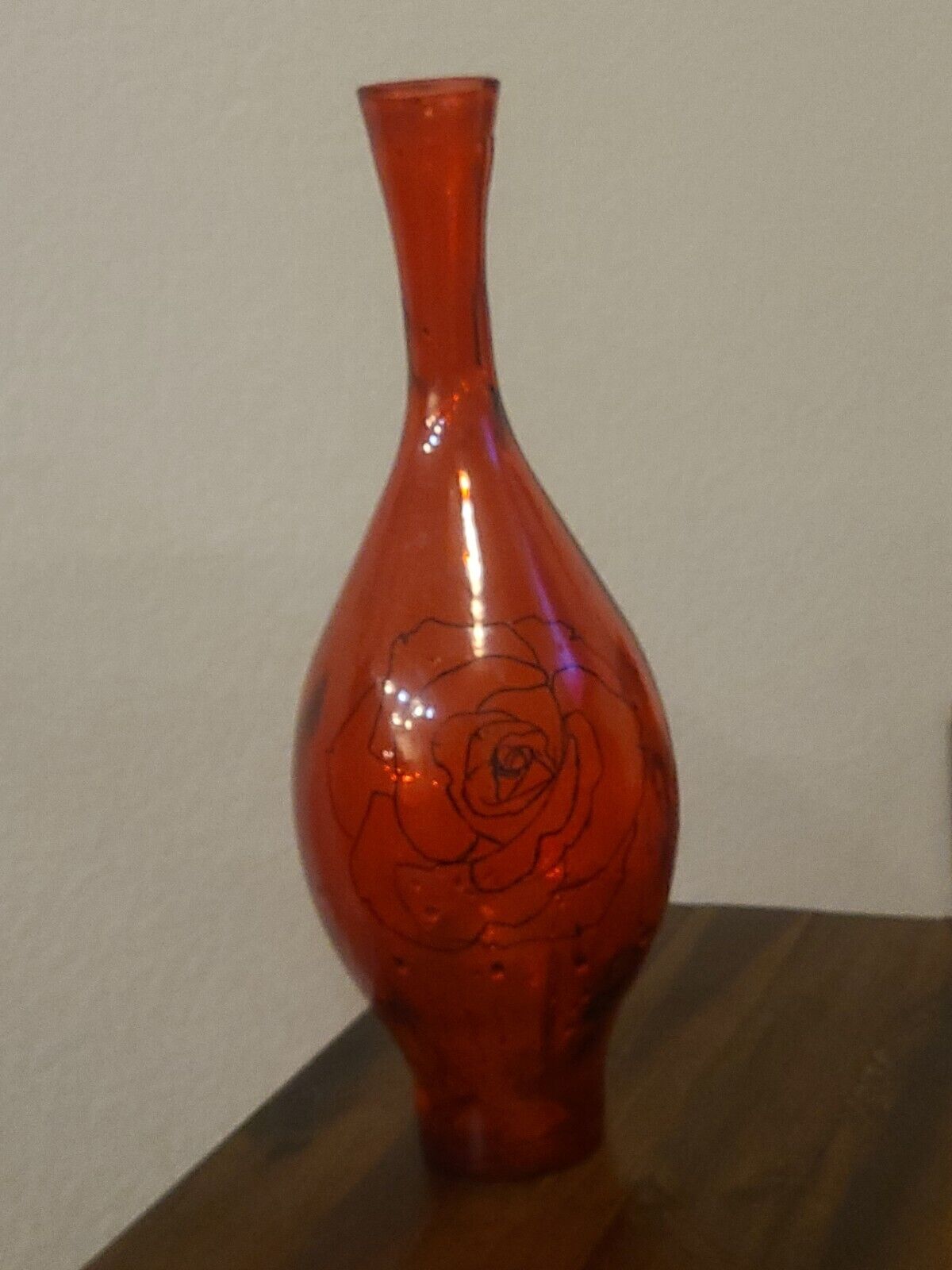  Vintage Red Bohemain Antique Glass Vase For Decoration