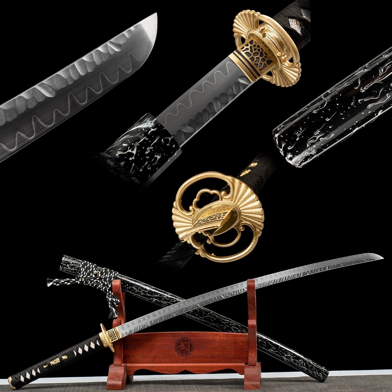 Handmade Japanese Clay Tempered T10 Steel Katana Samurai Sharp Sword Full tang